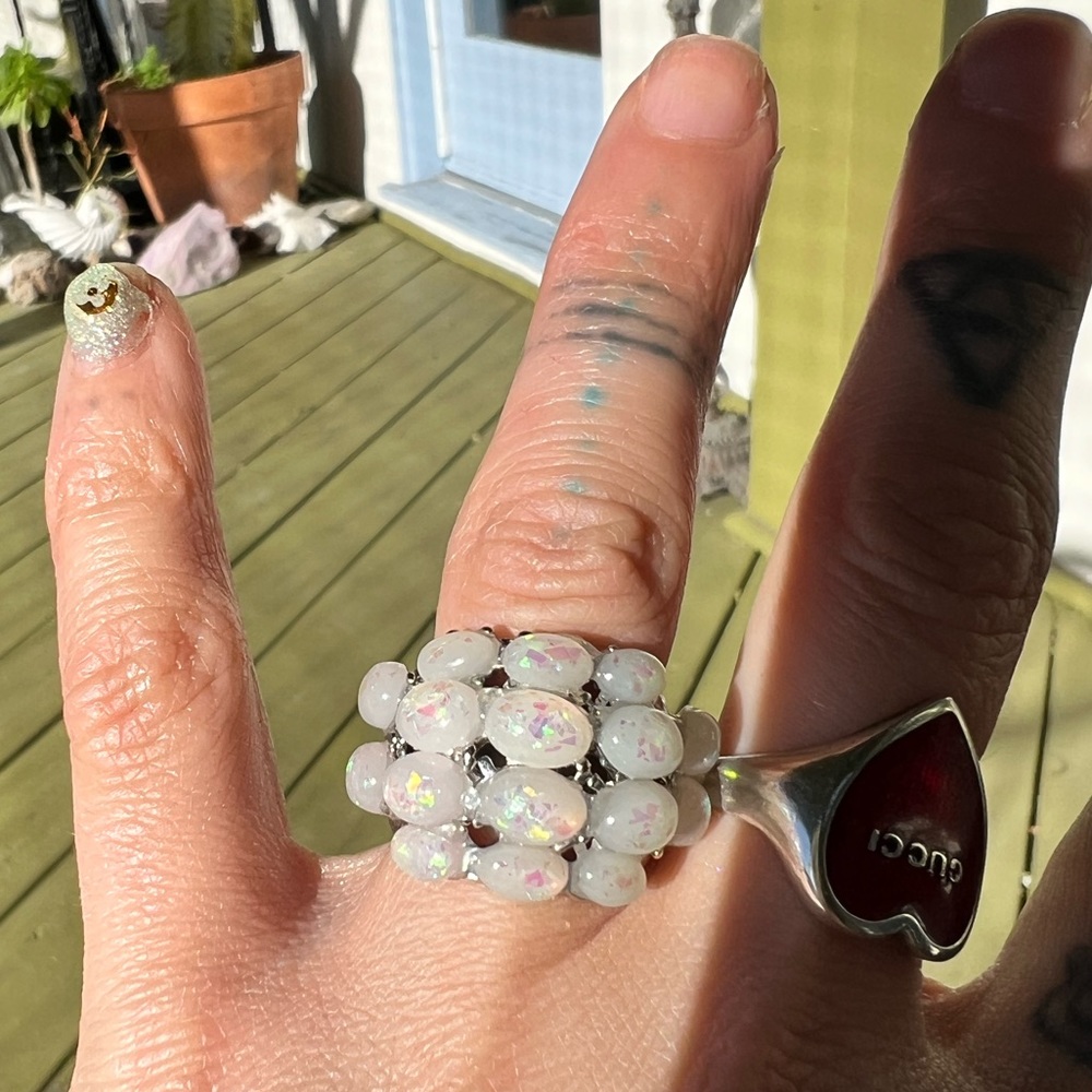 NEW silver plated fire opal statement ring - Picture 4 of 13